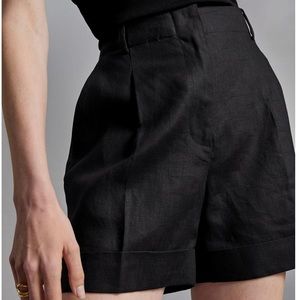 Tailored Wide-Leg Linen Shorts